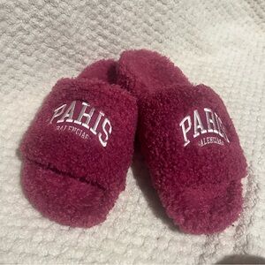 Balenciaga Magenta Fur Slides